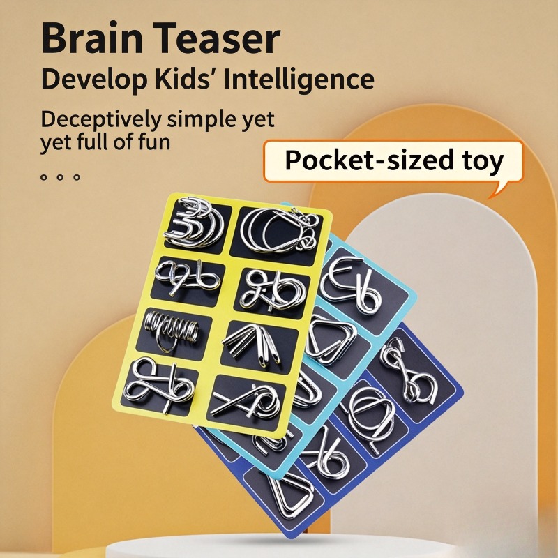 Game Educational For Kids Free - 8ピースメタルパズルセット クラシックな頭の体操 インターロッキング解錠ゲーム ストレス解消 知育玩具 大人