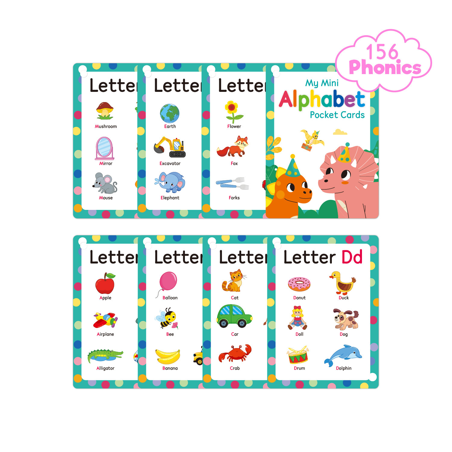 Abc Kids Early Education - ABC フォニックス フラッシュカード 子供用 - 英単語学習付きアルファベットポケットカード