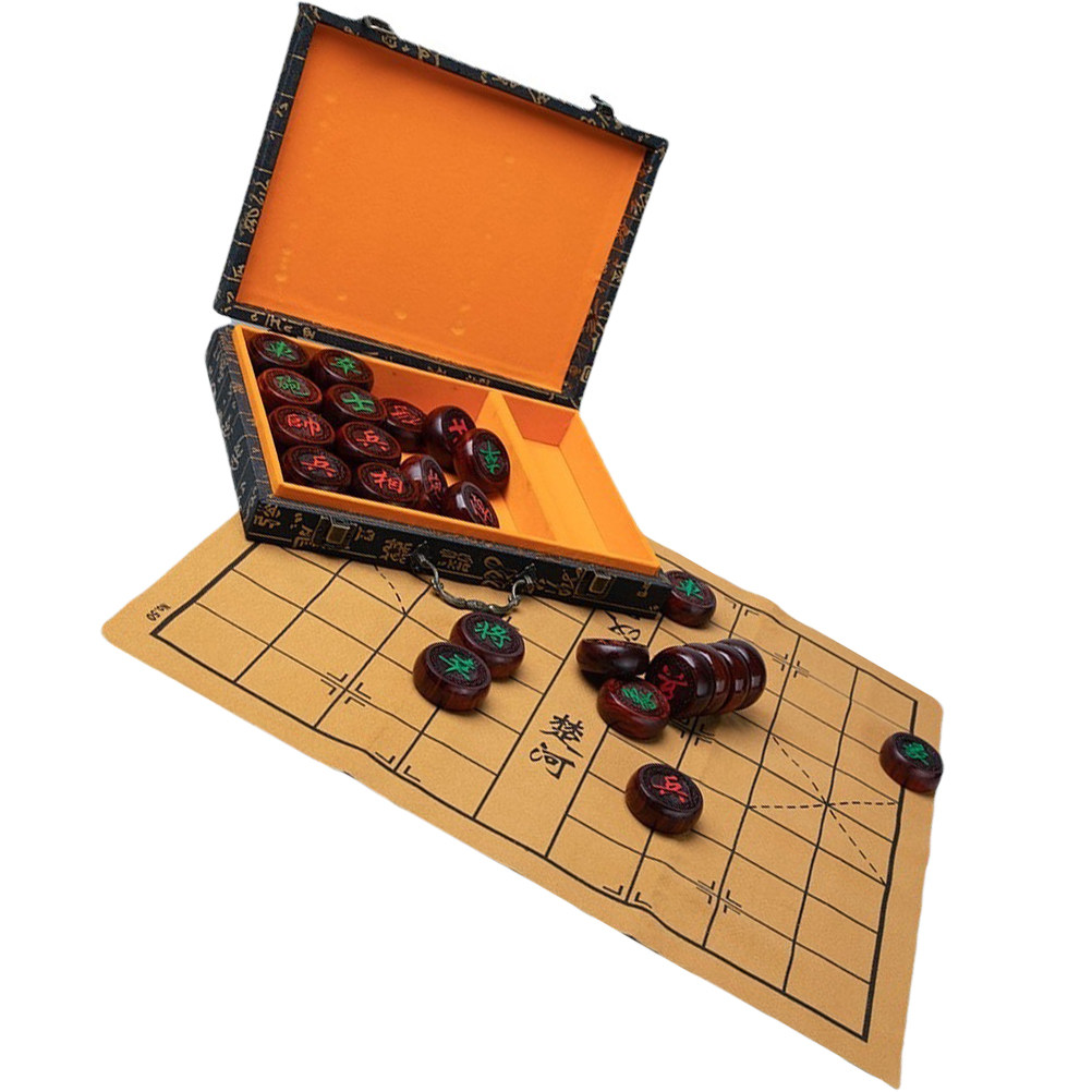 Kids Education Design - 1セット 中国式チェス 木製デザイン 持ち運び可能なボードゲーム 屋内・屋外・旅行用 知育チェスセット