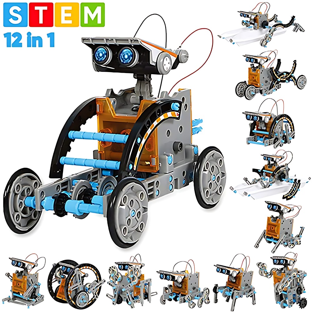 Kids Education Material - ソーラーロボットビルディングブロック 12 in 1 科学実験キット教育 DIY