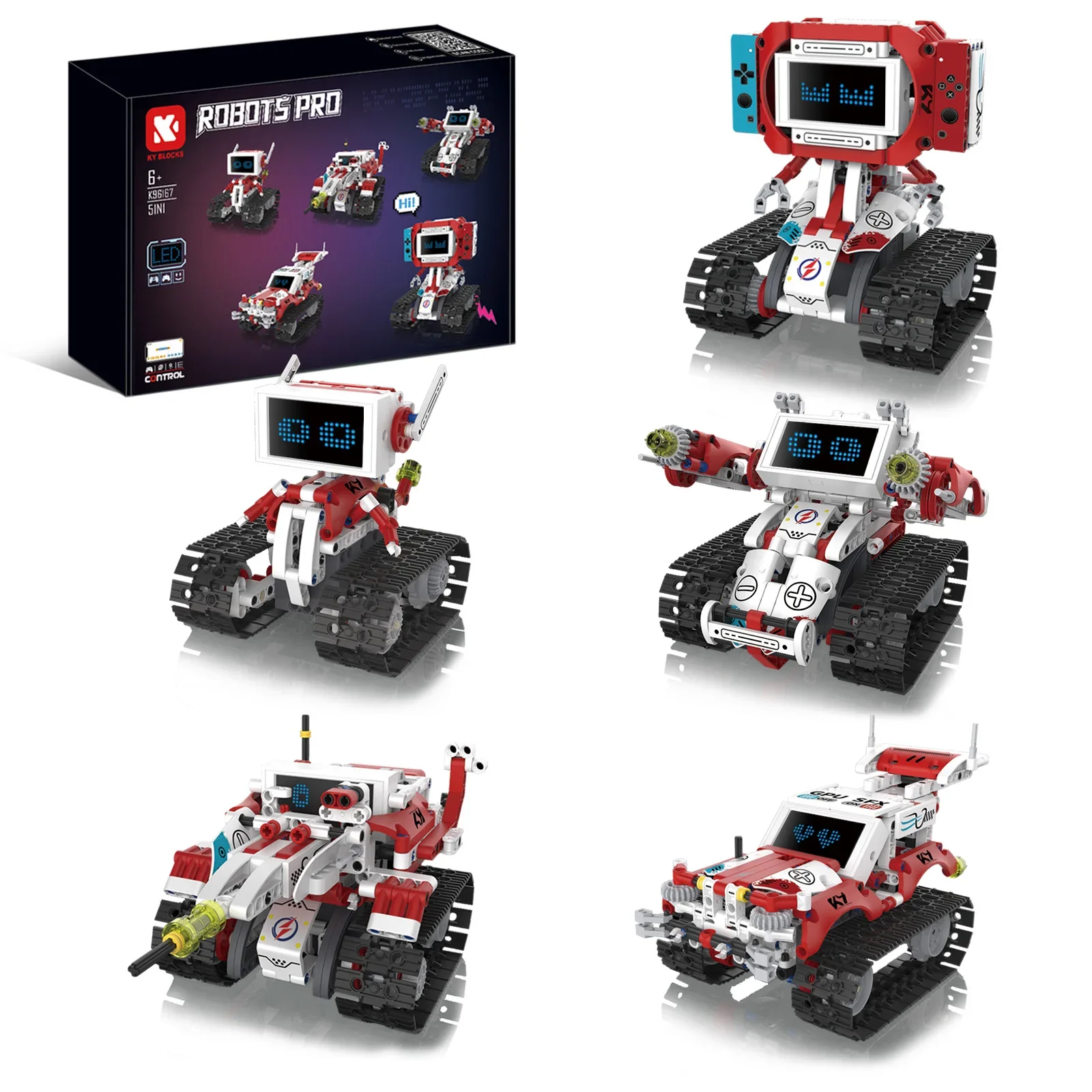 Kids Education App Free - 5つの機能が1つになった変形可能なRCロボットカー組み立てブロック。アプリで操作できるSTEM教育玩具。子供向けの創造的な組み立てモデルセット。