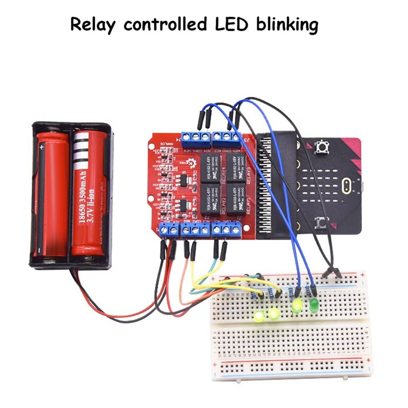 Kids Education Channel - A64I Microbit 4チャンネルリレーモジュールシールド 5V ハイトリガープログラミング教育用子供向け教材 Microbit拡張ボード