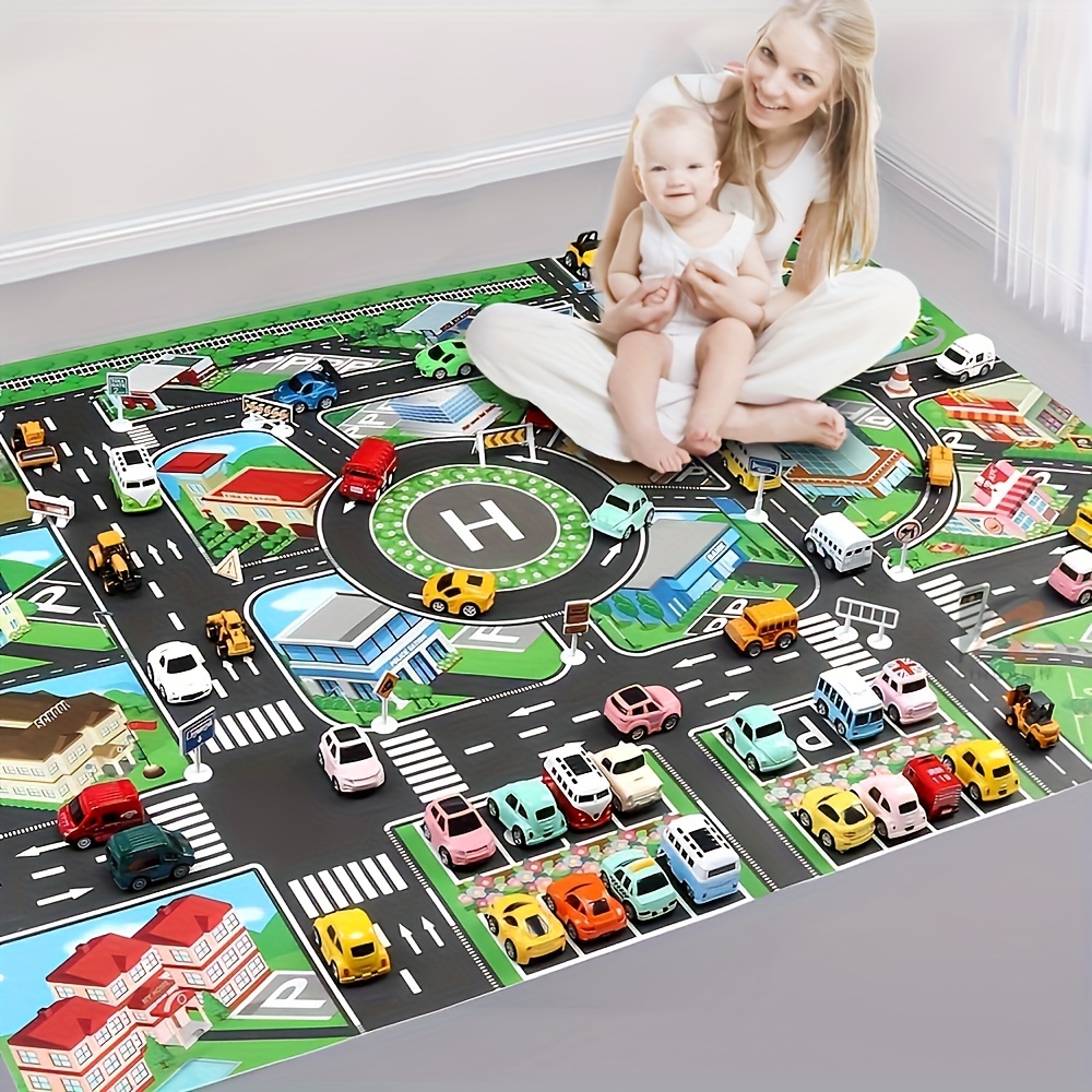 Kids Educational Game - 子供のための都市のトラフィックプレイマット、大きなゲームパッド、防水、インタラクティブなロードマップ、おもちゃの車と遊ぶ、教育ツール、1個