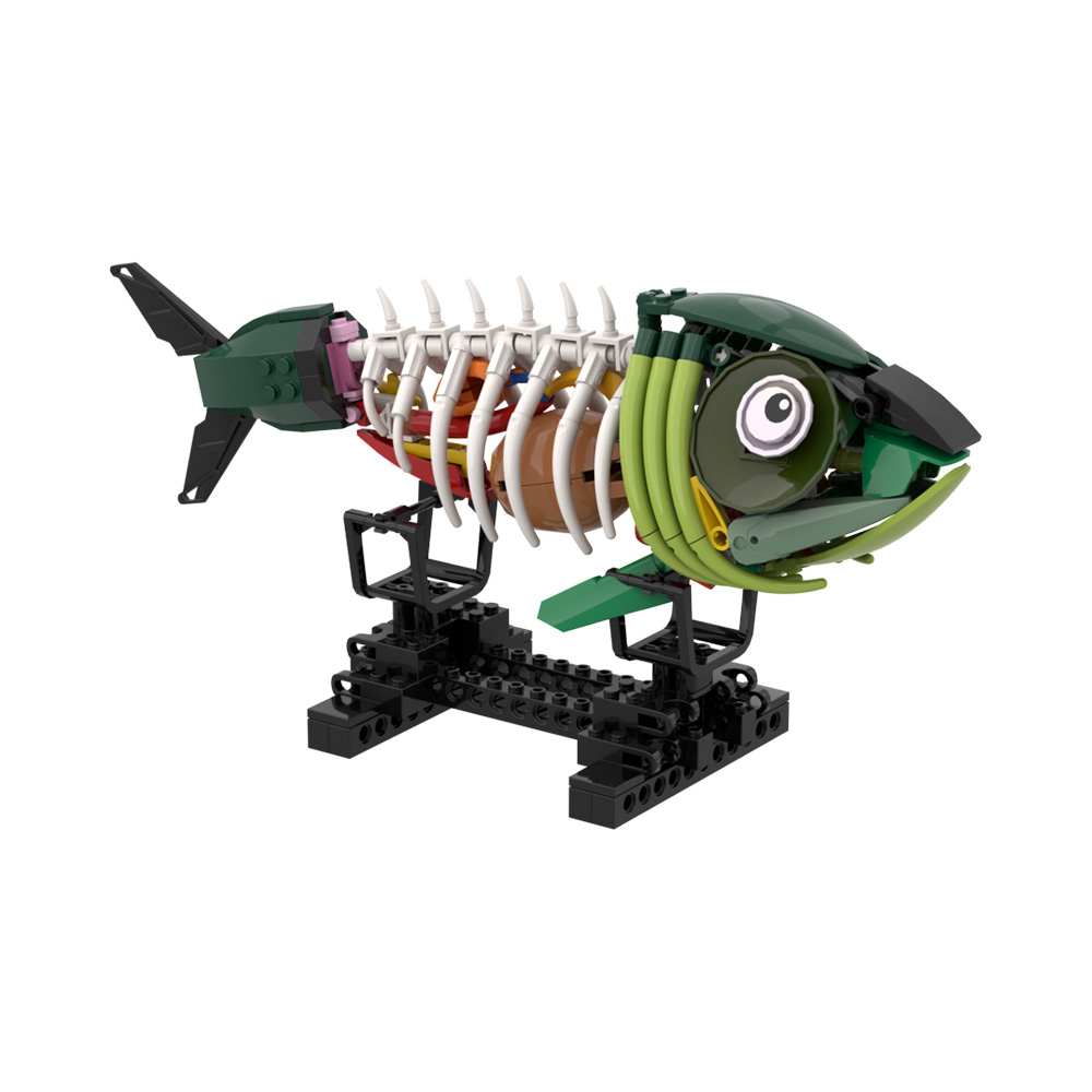 Kids Education Design - MOC ゾンビ魚モデルビルディングブロックホラーボーンフィッシュ海洋動物レンガ子供知育玩具クリエイティブデザインハロウィンギフト