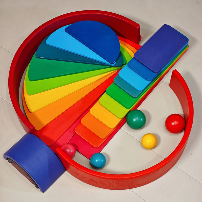木製レインボーブロックカラフルなスタッキングビルディングブロ - Kids Education Material のレビューと価格