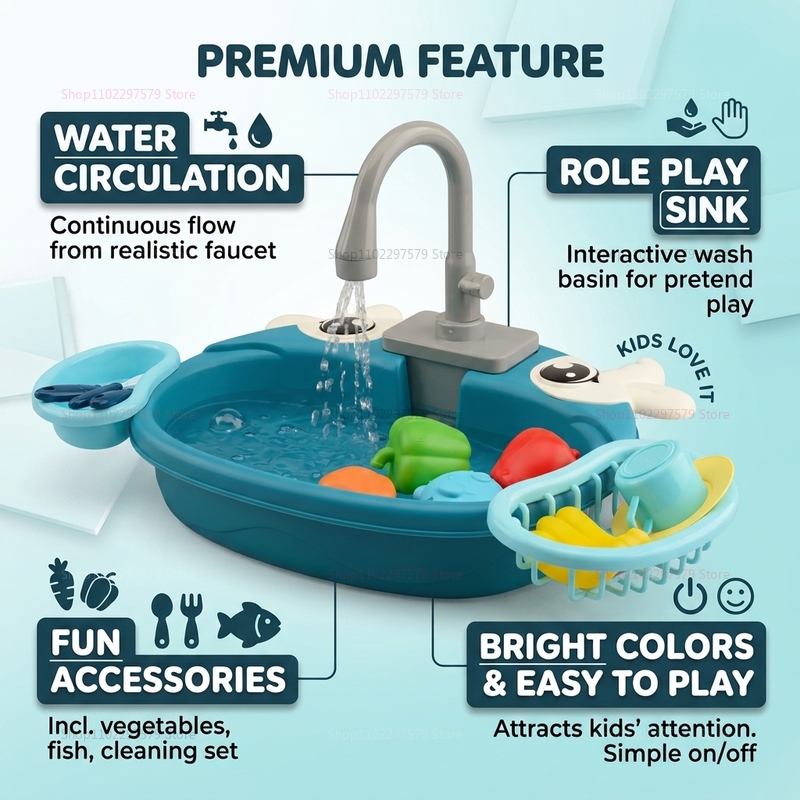 幼児用インタラクティブ水遊びシンクおもちゃ電動流水ごっこ遊び - Kids Education Design のレビューと価格